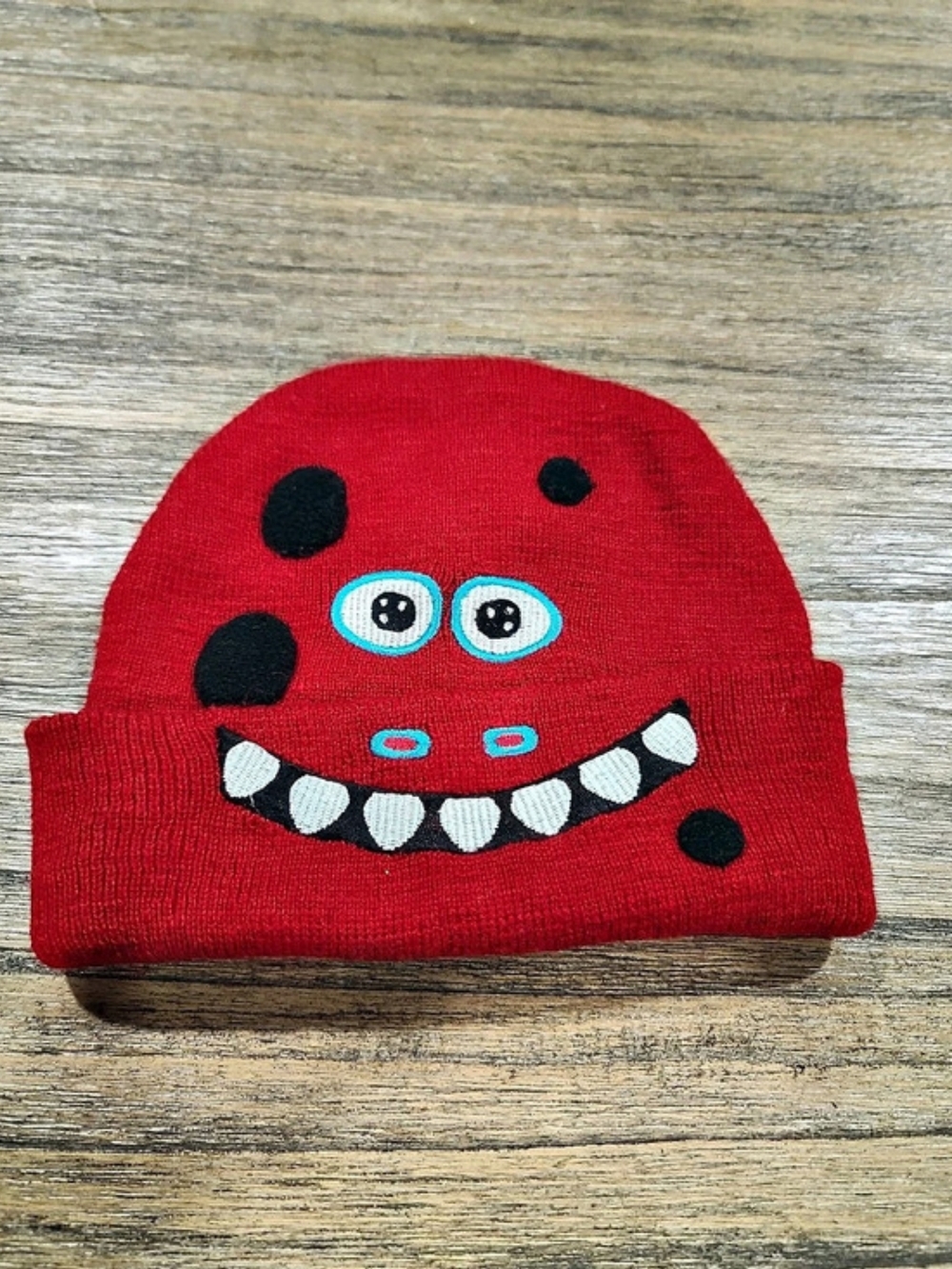 Kids Red Monster Knit Hat Small